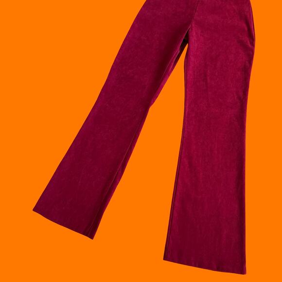00's vintage red faux suede y2k bodycon pants MEDIUM - Picture 4 of 9